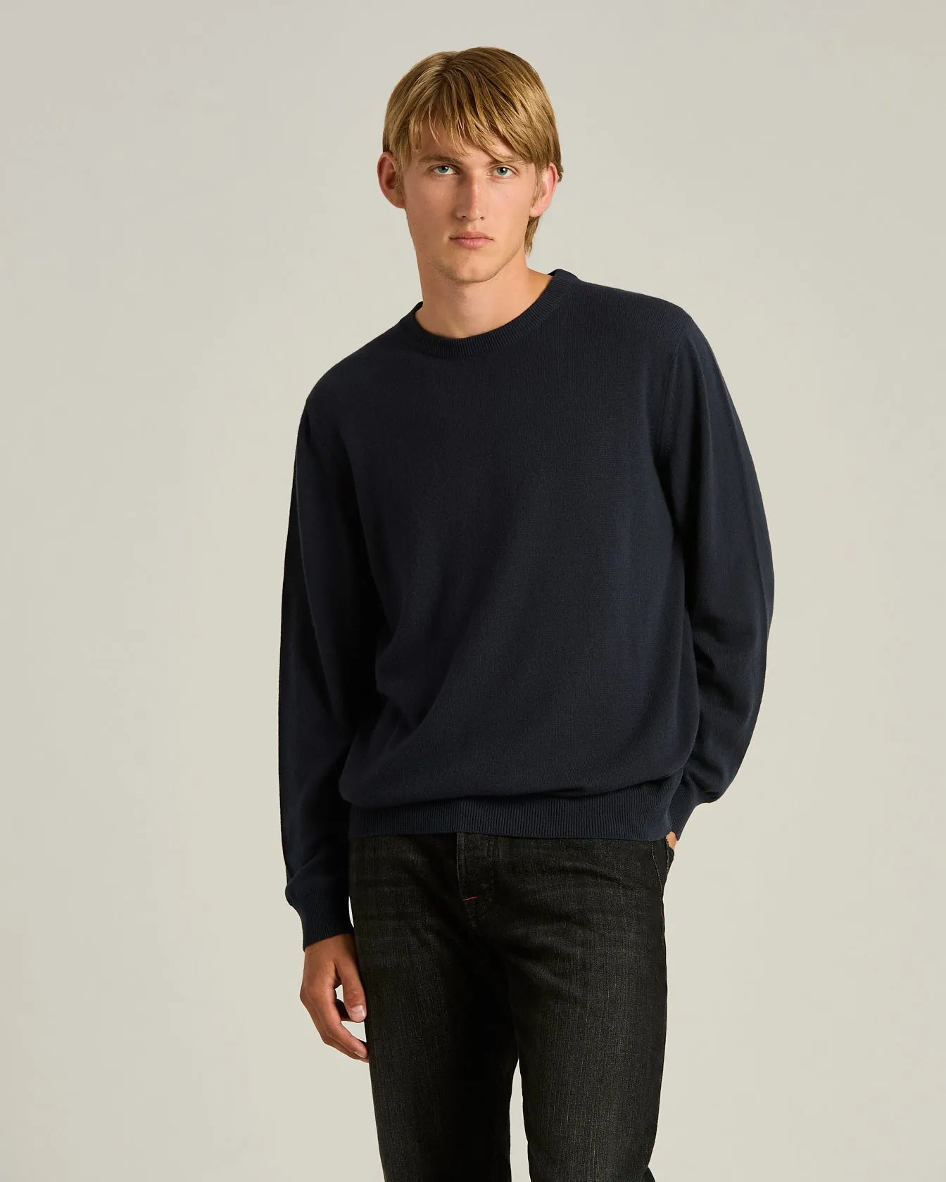 CREW NECK SWEATER IN PURE CASHMERE MIDNIGHT BLUE sold by Kiton product image thumbnail 2