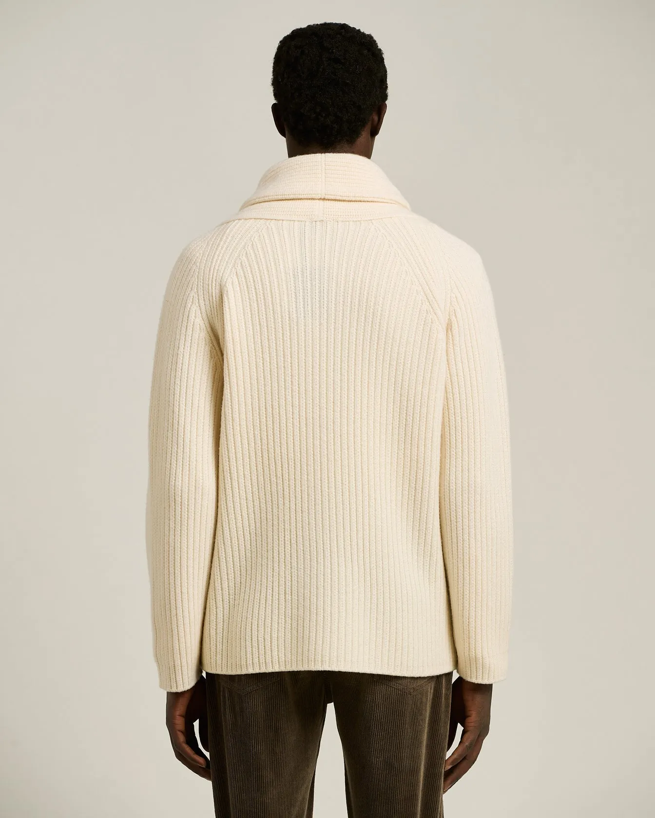 SHAWL COLLAR CARDIGAN IN WHITE WOOL AND CASHMERE sold by Kiton product image thumbnail 3