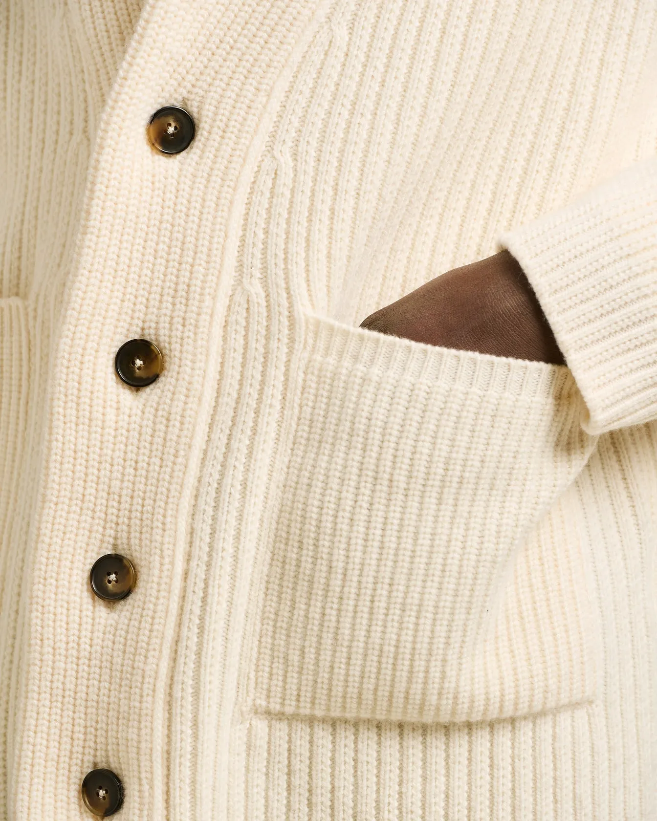 SHAWL COLLAR CARDIGAN IN WHITE WOOL AND CASHMERE sold by Kiton product image thumbnail 4