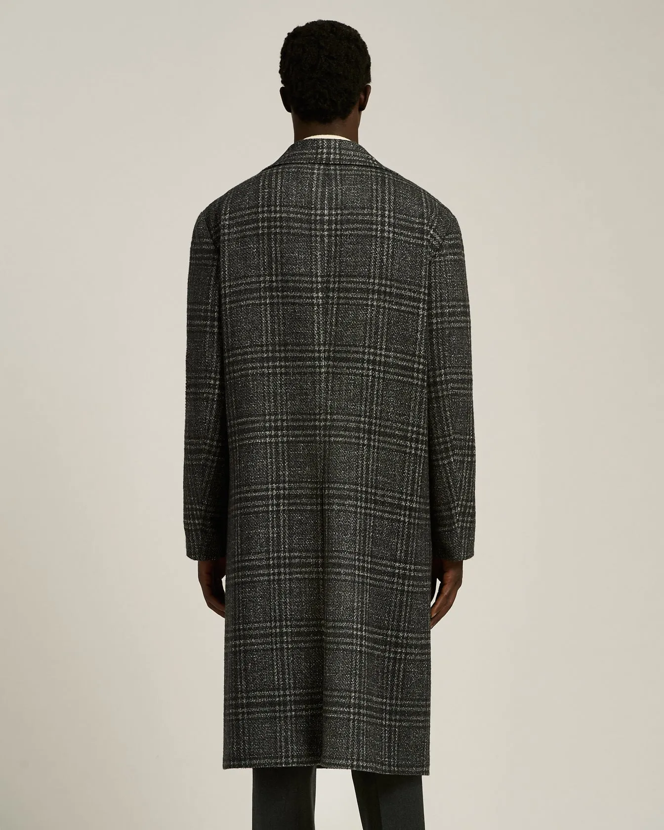 DOUBLE-BREASTED LONG COAT PRINCE OF WALES IN WOOL, CASHMERE AND SILK sold by Kiton product image thumbnail 3