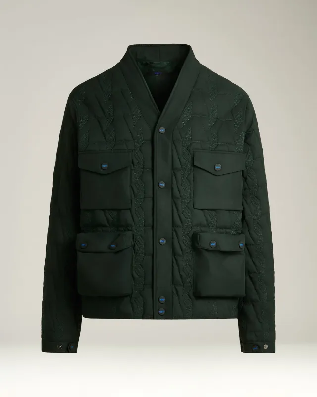 QUILTED JACKET WITH JACQUARD PATTERN GREEN AND UTILITY POCKETS sold by Kiton