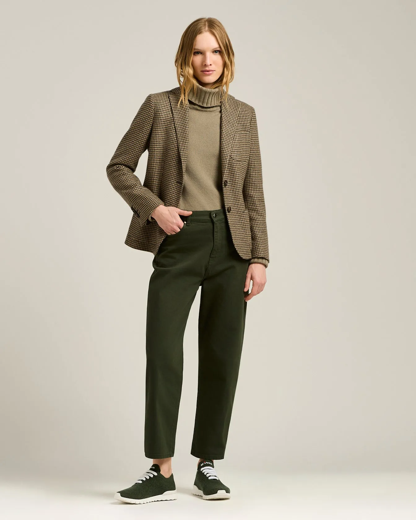 BROWN SINGLE-BREASTED HOUNDSTOOTH PURE CASHMERE BLAZER sold by Kiton product image thumbnail 5