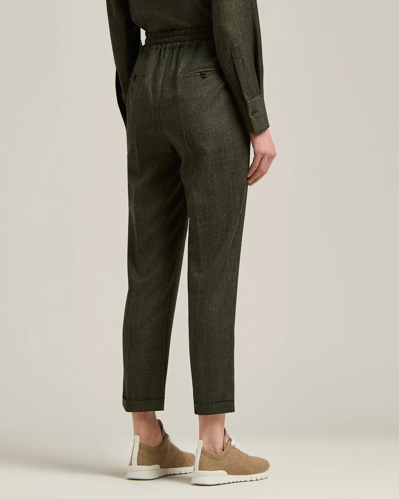 GREEN HOUNDSTOOTH WOOL TROUSERS WITH ELASTIC WAIST sold by Kiton product image thumbnail 3