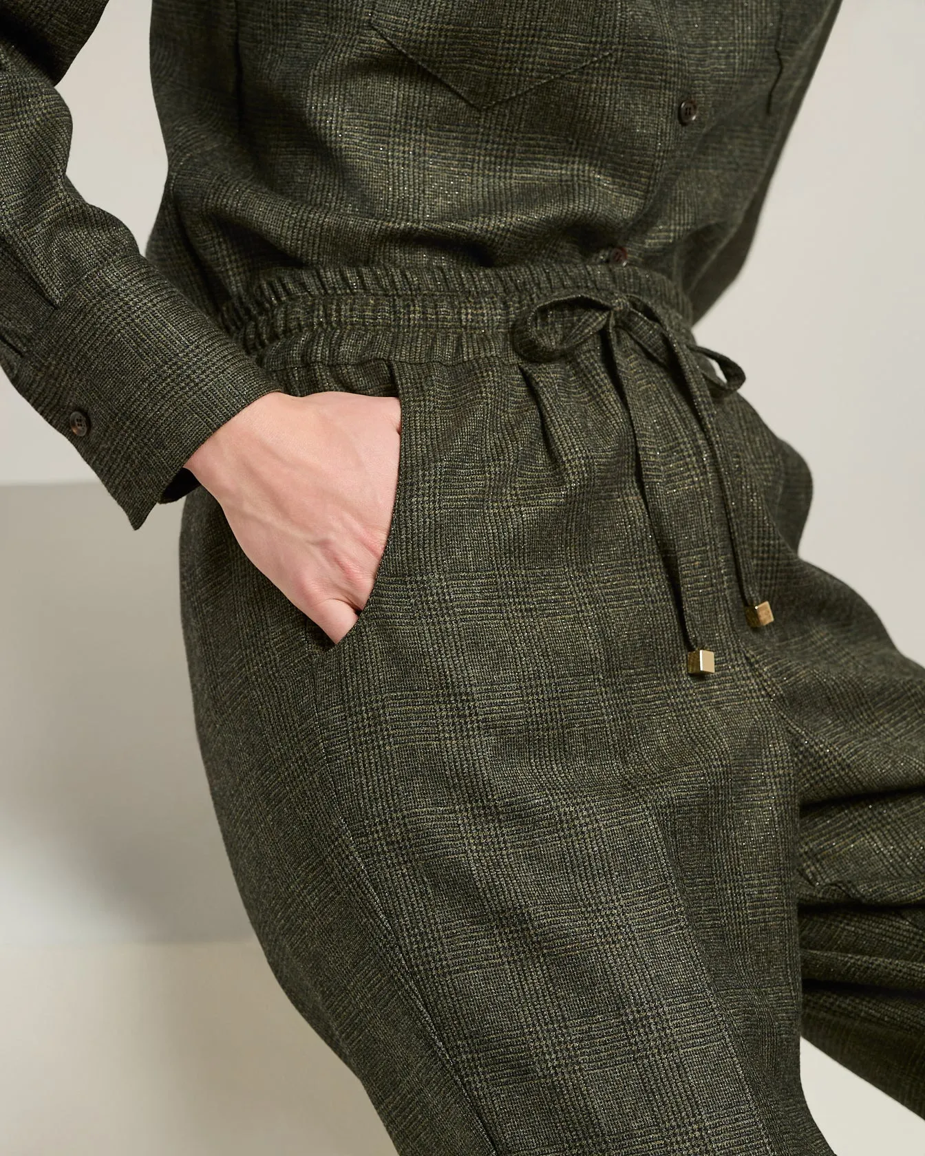 GREEN HOUNDSTOOTH WOOL TROUSERS WITH ELASTIC WAIST sold by Kiton product image thumbnail 4