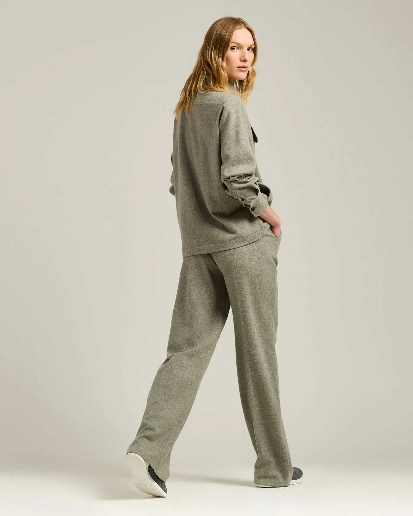 GRAY CASHMERE AND WOOL-BLEND WIDE-LEG TROUSERS WITH ELASTIC WAIST sold by Kiton product image thumbnail 5