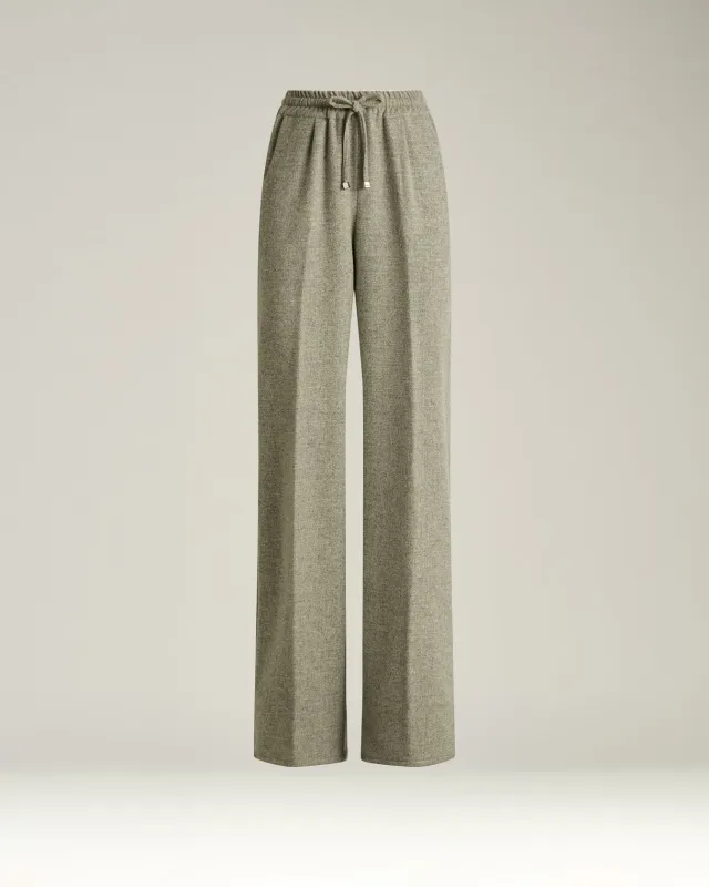 GRAY CASHMERE AND WOOL-BLEND WIDE-LEG TROUSERS WITH ELASTIC WAIST sold by Kiton