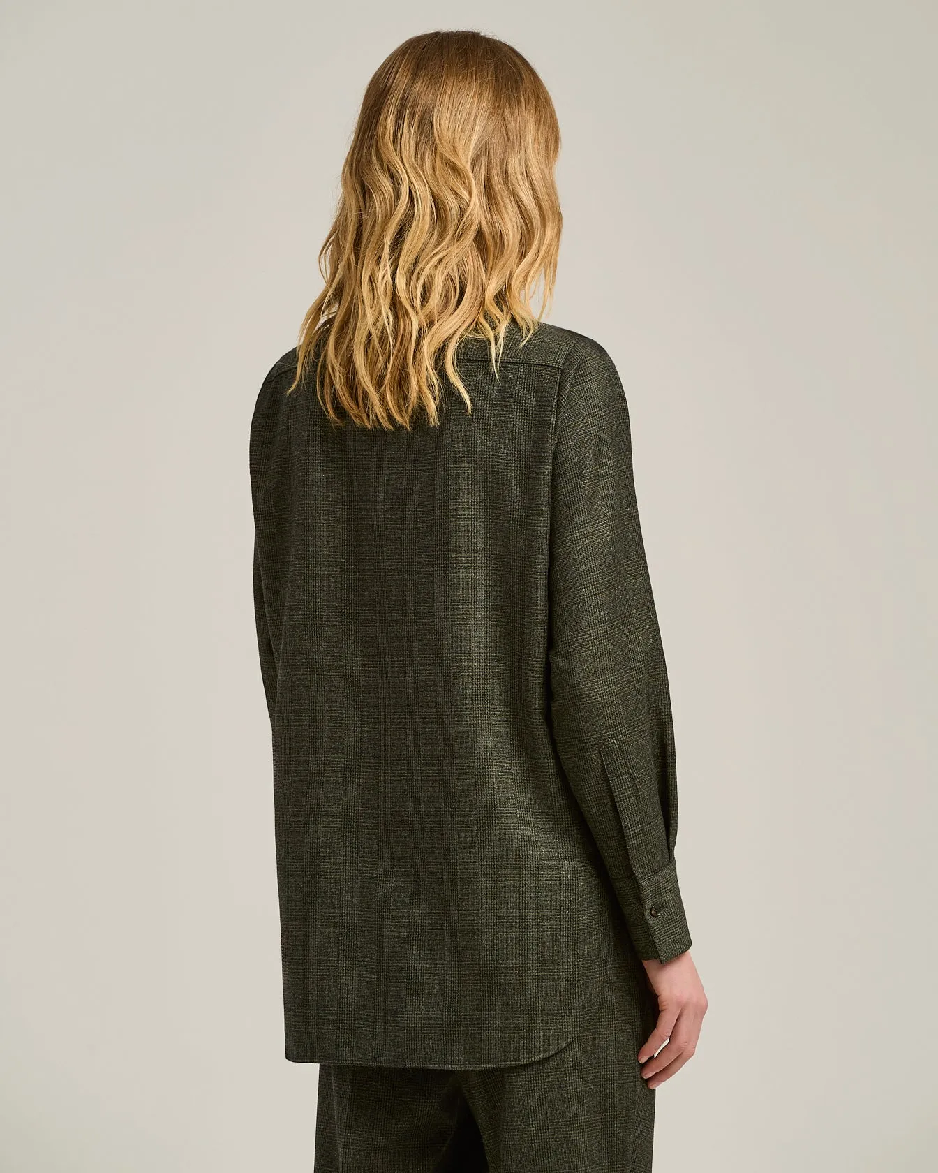 GREEN PRINCE OF WALES WOOL-BLEND BLOUSE sold by Kiton product image thumbnail 3