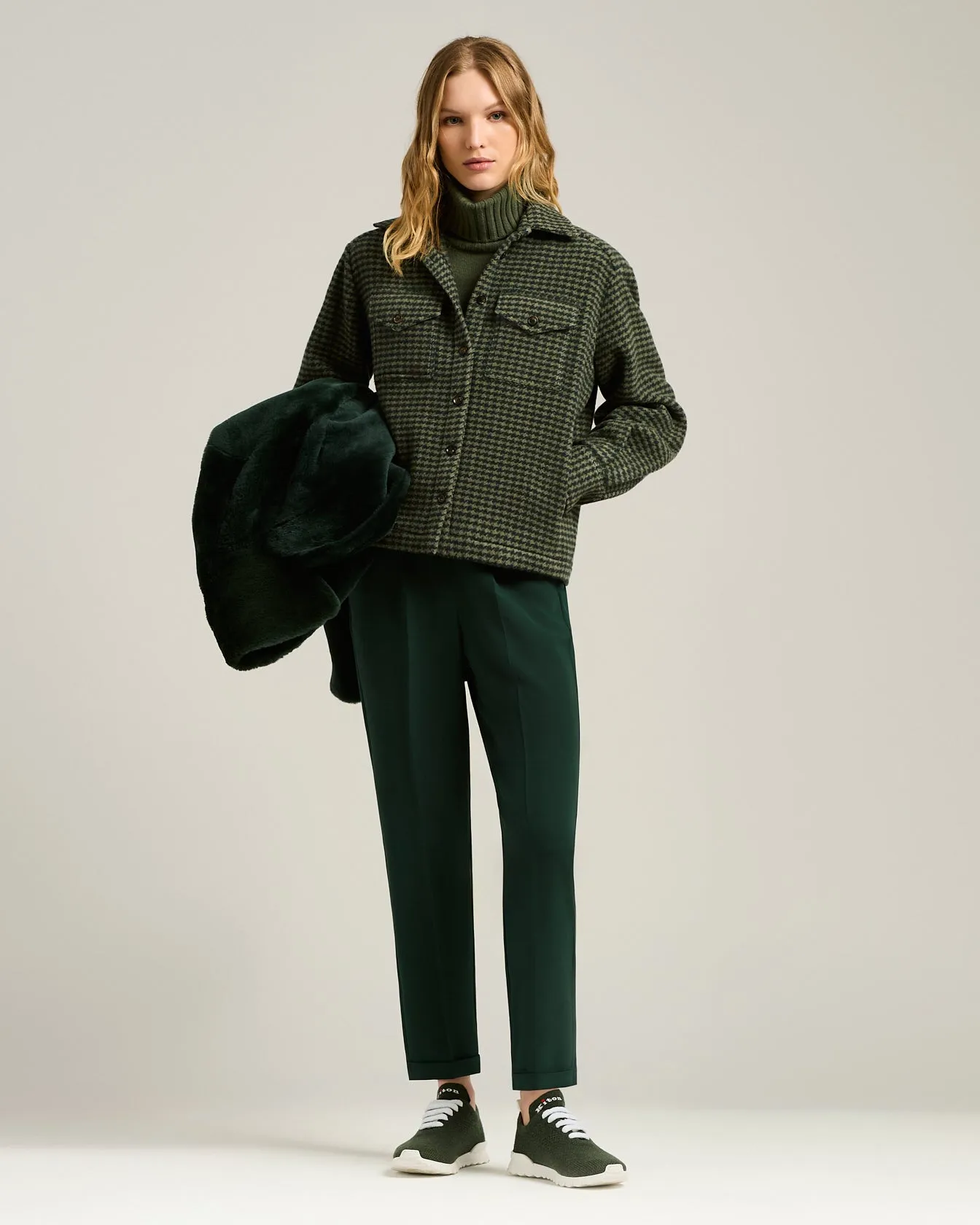 GREEN HOUNDSTOOTH PURE CASHMERE OVERSHIRT sold by Kiton product image thumbnail 5