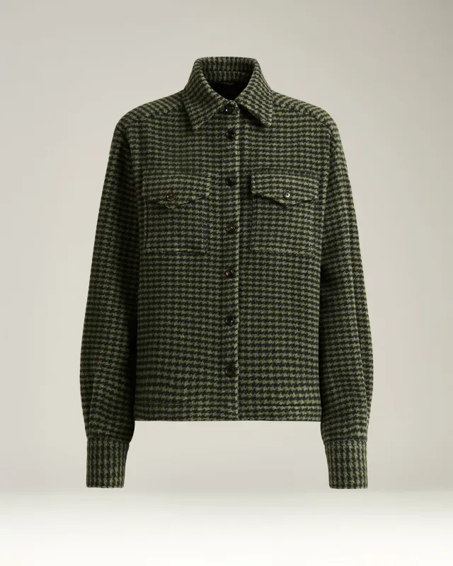 GREEN HOUNDSTOOTH PURE CASHMERE OVERSHIRT sold by Kiton
