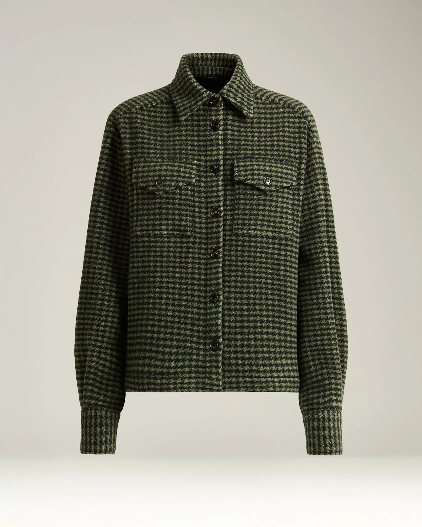 GREEN HOUNDSTOOTH PURE CASHMERE OVERSHIRT sold by Kiton