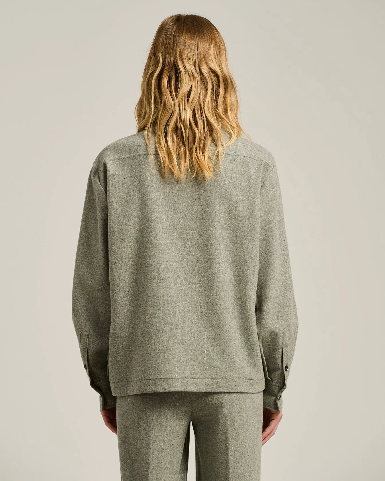 LIGHT GRAY WOOL AND CASHMERE-BLEND OVERSHIRT sold by Kiton product image thumbnail 3