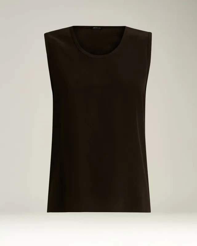 COFFEE BROWN SLEEVELESS TOP IN PURE SILK sold by Kiton
