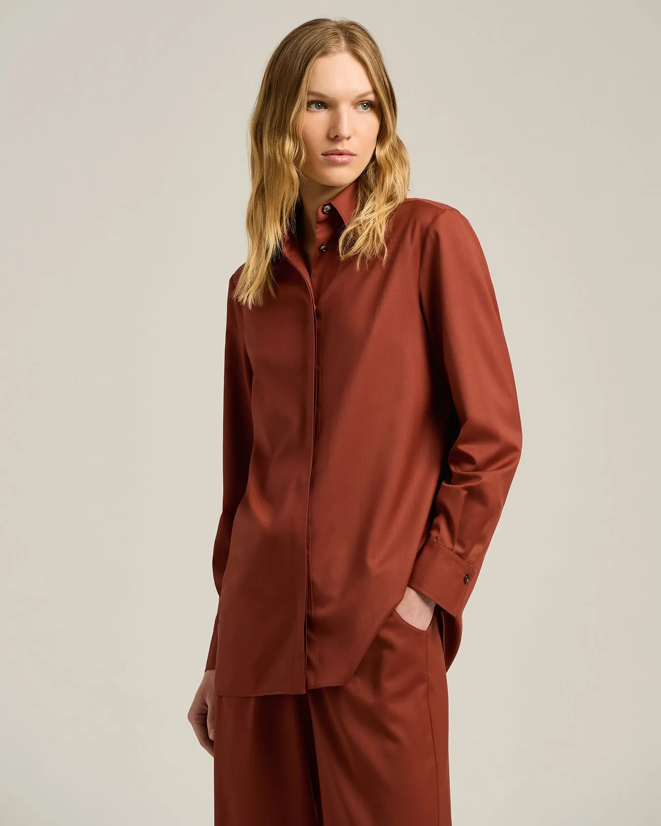TERRACOTTA WOOL BLOUSE sold by Kiton product image thumbnail 2
