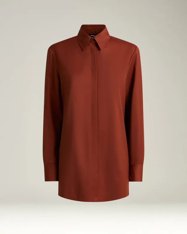 TERRACOTTA WOOL BLOUSE made by Kiton