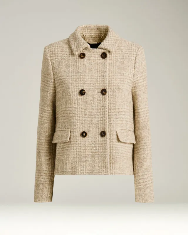 BEIGE DOUBLE-BREASTED WOOL AND ALPACA-BLEND PEA COAT sold by Kiton