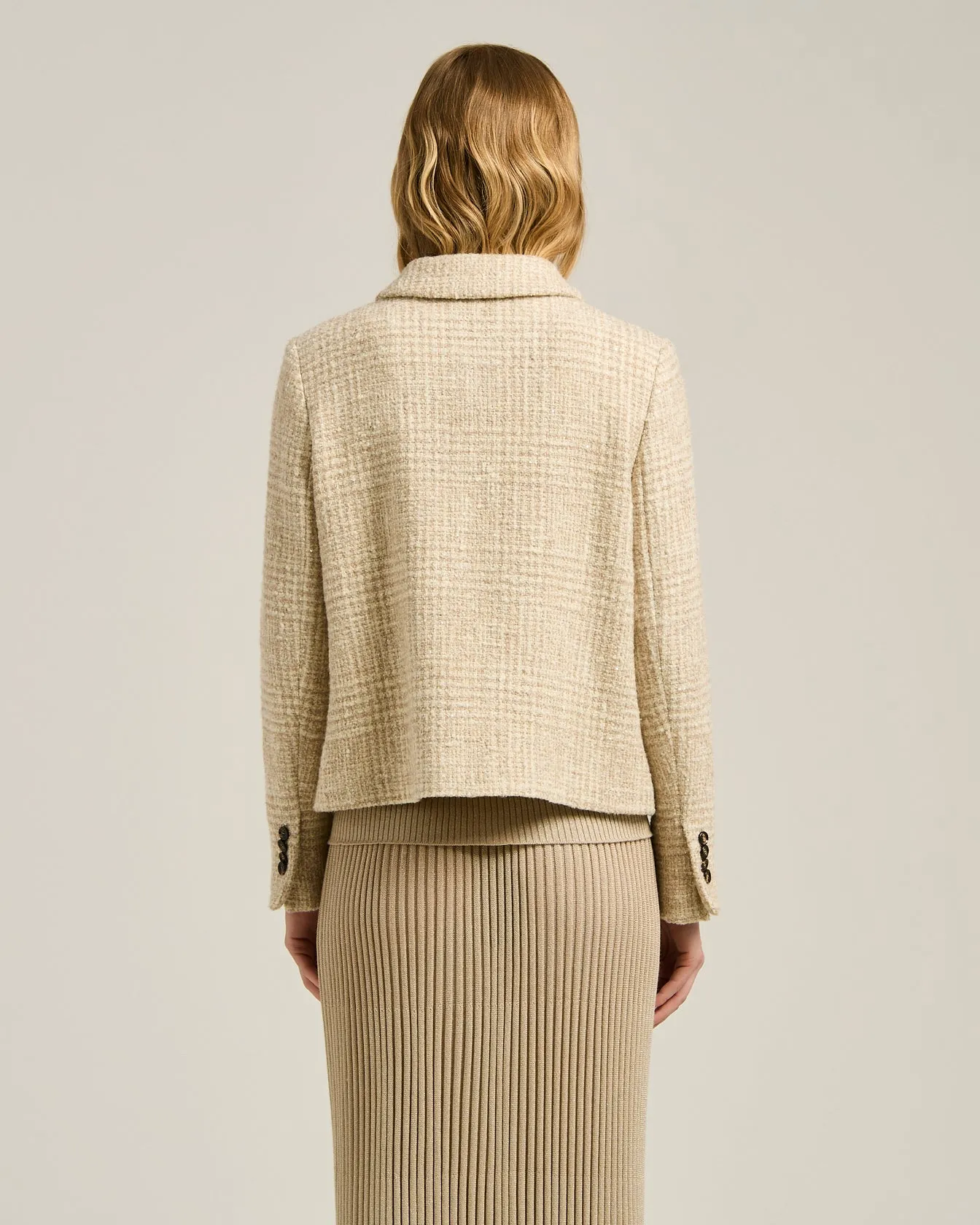 BEIGE DOUBLE-BREASTED WOOL AND ALPACA-BLEND PEA COAT sold by Kiton product image thumbnail 3