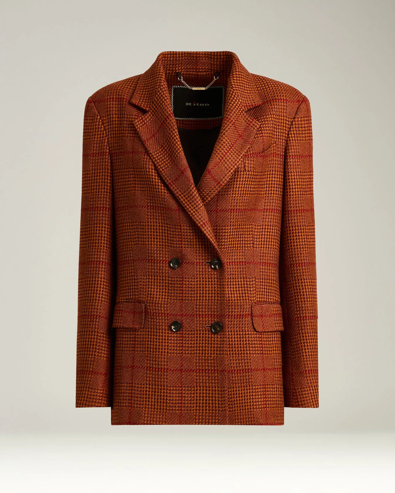 TERRACOTTA DOUBLE-BREASTED SILK AND CASHMERE JACKET sold by Kiton