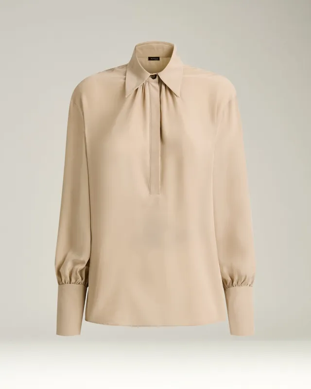 ELEGANT CREAM WHITE SILK BLOUSE sold by Kiton