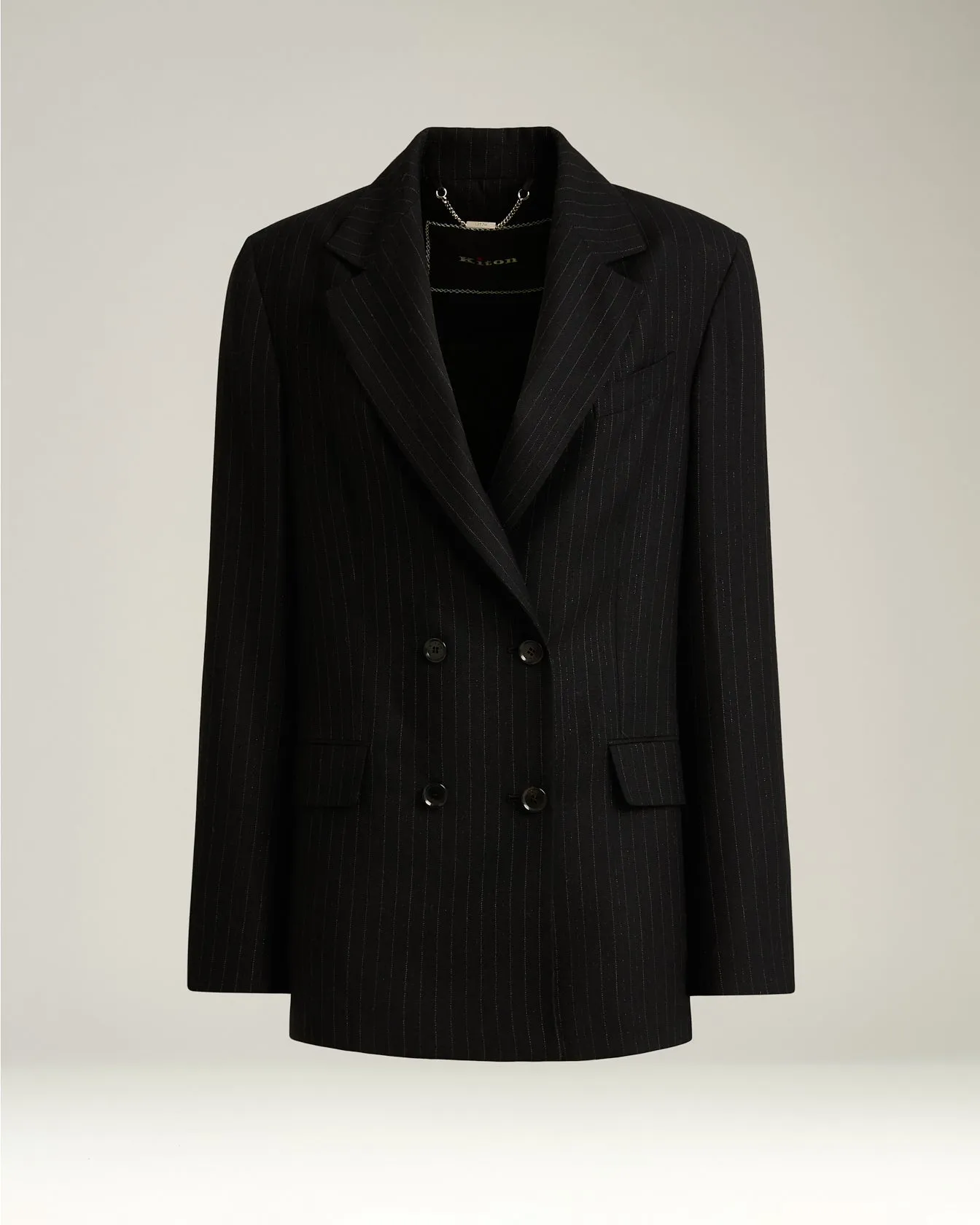 DOUBLE-BREASTED PINSTRIPE WOOL JACKET sold by Kiton