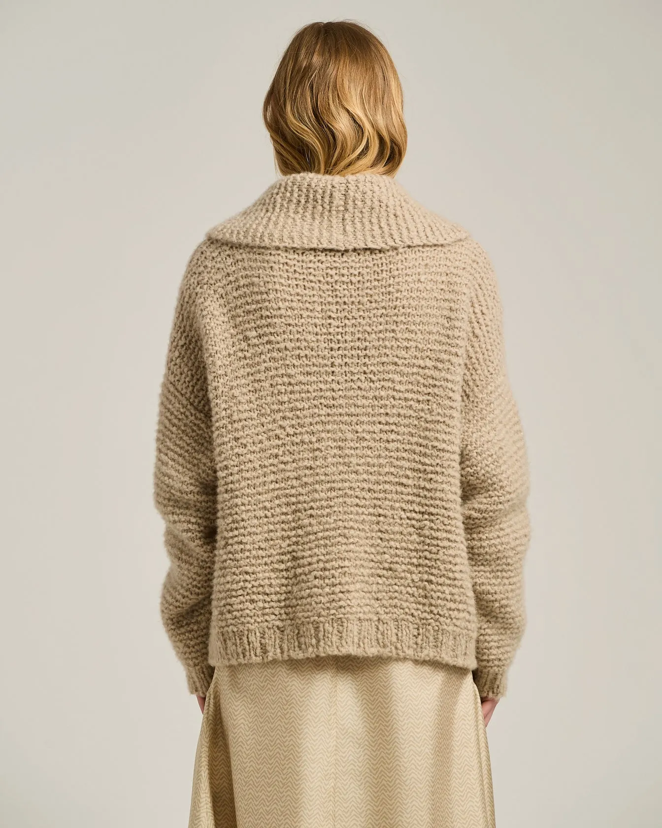 BEIGE CASHMERE CARDIGAN WITH SHAWL COLLAR sold by Kiton product image thumbnail 3