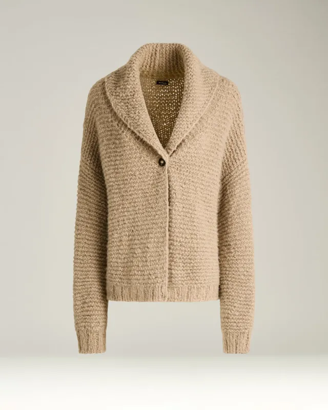 BEIGE CASHMERE CARDIGAN WITH SHAWL COLLAR sold by Kiton