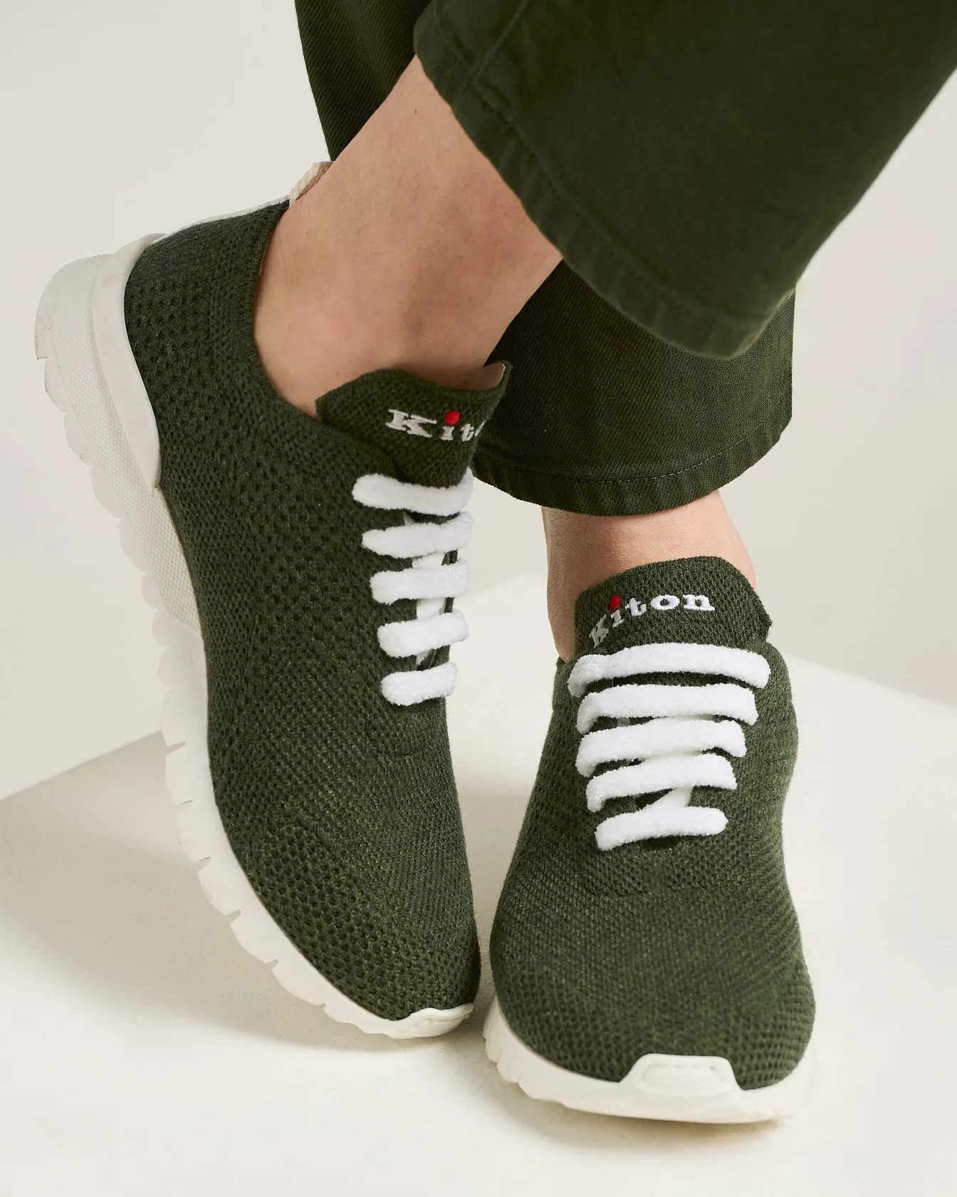 FIT PINE GREEN CASHMERE SNEAKERS sold by Kiton product image thumbnail 4