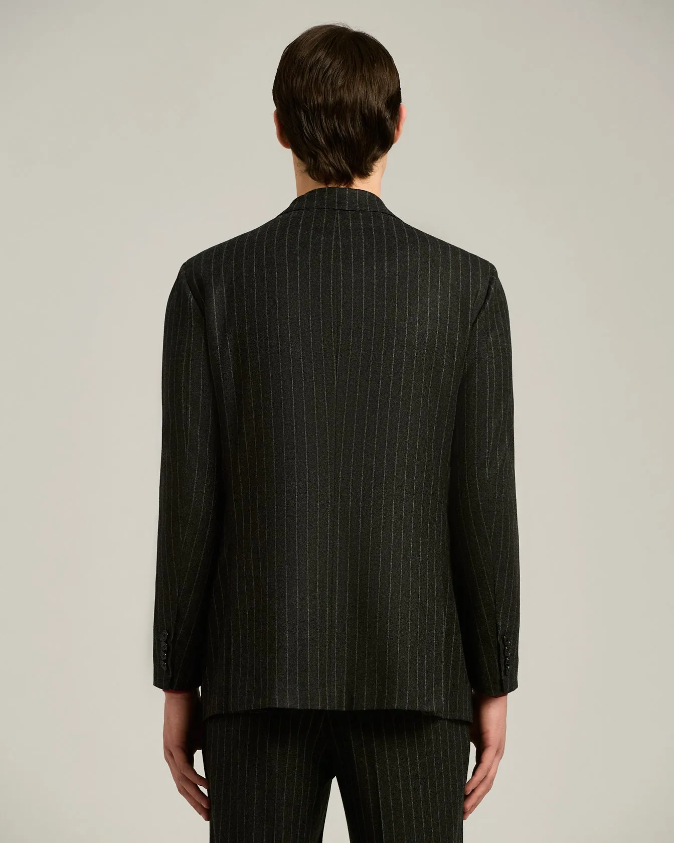 DOUBLE-BREASTED PINSTRIPE SUIT IN GREY WOOL AND CASHMERE sold by Kiton product image thumbnail 3