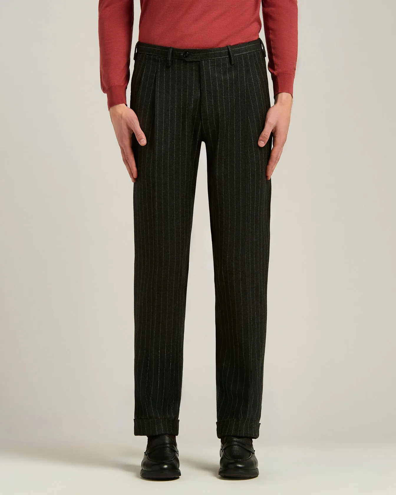 DOUBLE-BREASTED PINSTRIPE SUIT IN GREY WOOL AND CASHMERE sold by Kiton product image thumbnail 5