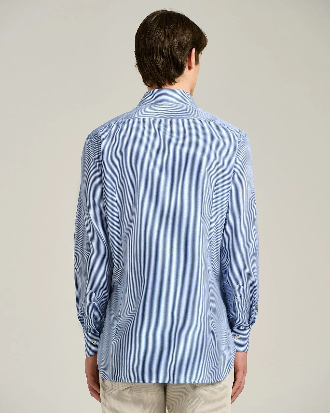 FORMAL' REGULAR FIT SHIRT IN LIGHT BLUE CHECKED COTTON sold by Kiton product image thumbnail 3