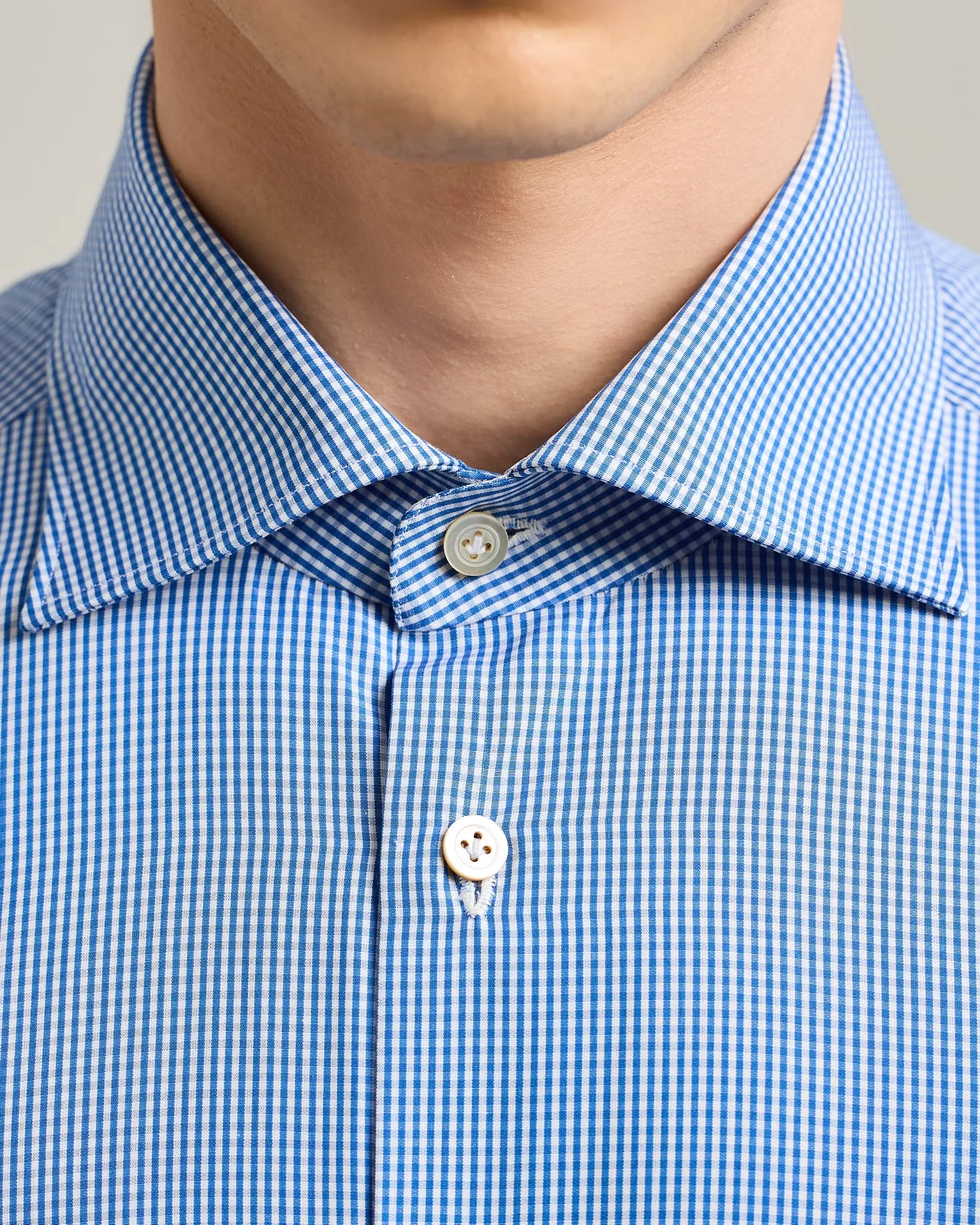 FORMAL' REGULAR FIT SHIRT IN LIGHT BLUE CHECKED COTTON sold by Kiton product image thumbnail 4