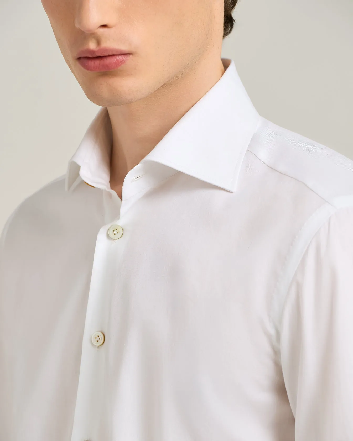 FORMAL' REGULAR FIT SHIRT IN WHITE COTTON sold by Kiton product image thumbnail 4