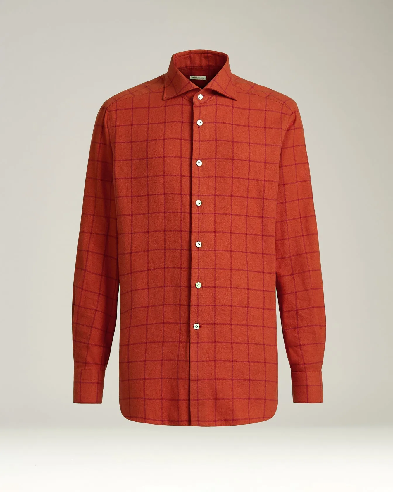 RED PLAID SHIRT IN COTTON FLANNEL sold by Kiton