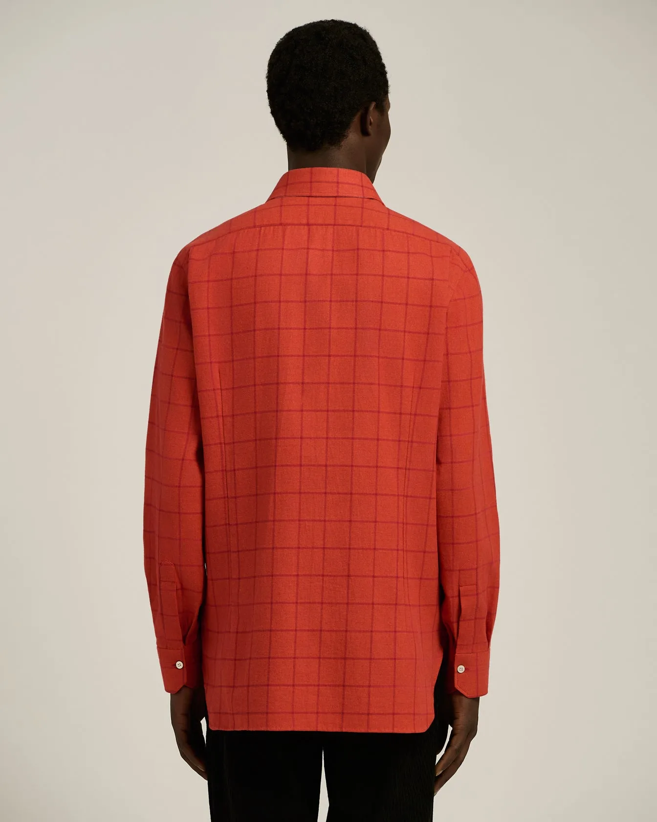 RED PLAID SHIRT IN COTTON FLANNEL sold by Kiton product image thumbnail 3