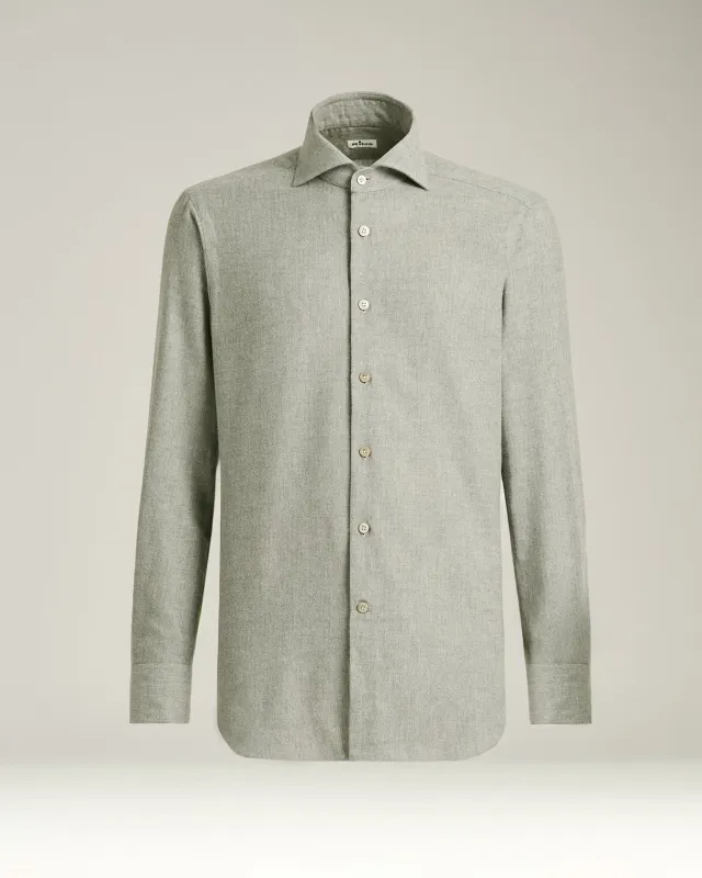 ANTHRACITE FLANNEL SHIRT IN COTTON, SILK AND CASHMERE sold by Kiton