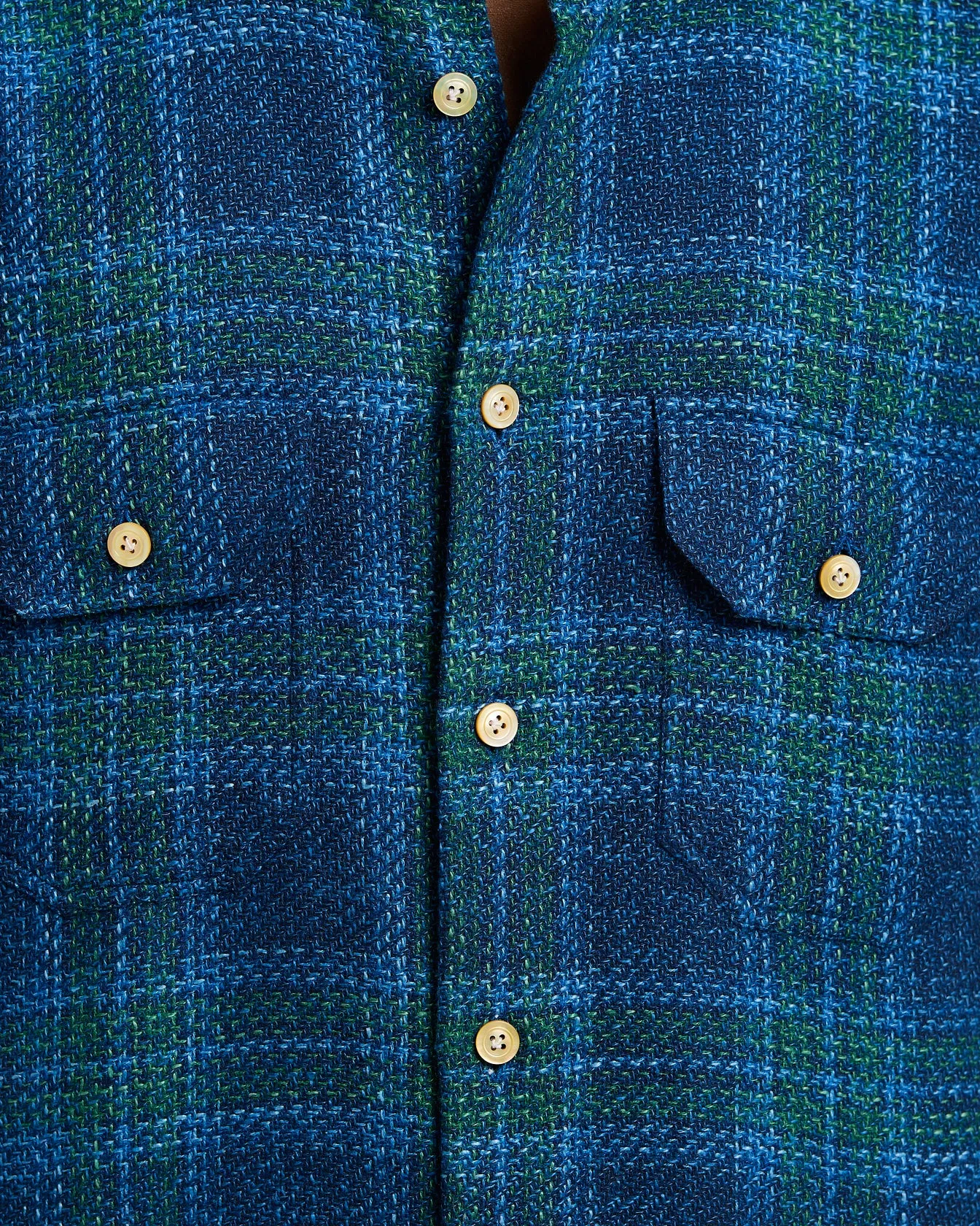 HANDMADE TARTAN OVERSHIRT IN BLUE WOOL BLEND sold by Kiton product image thumbnail 4