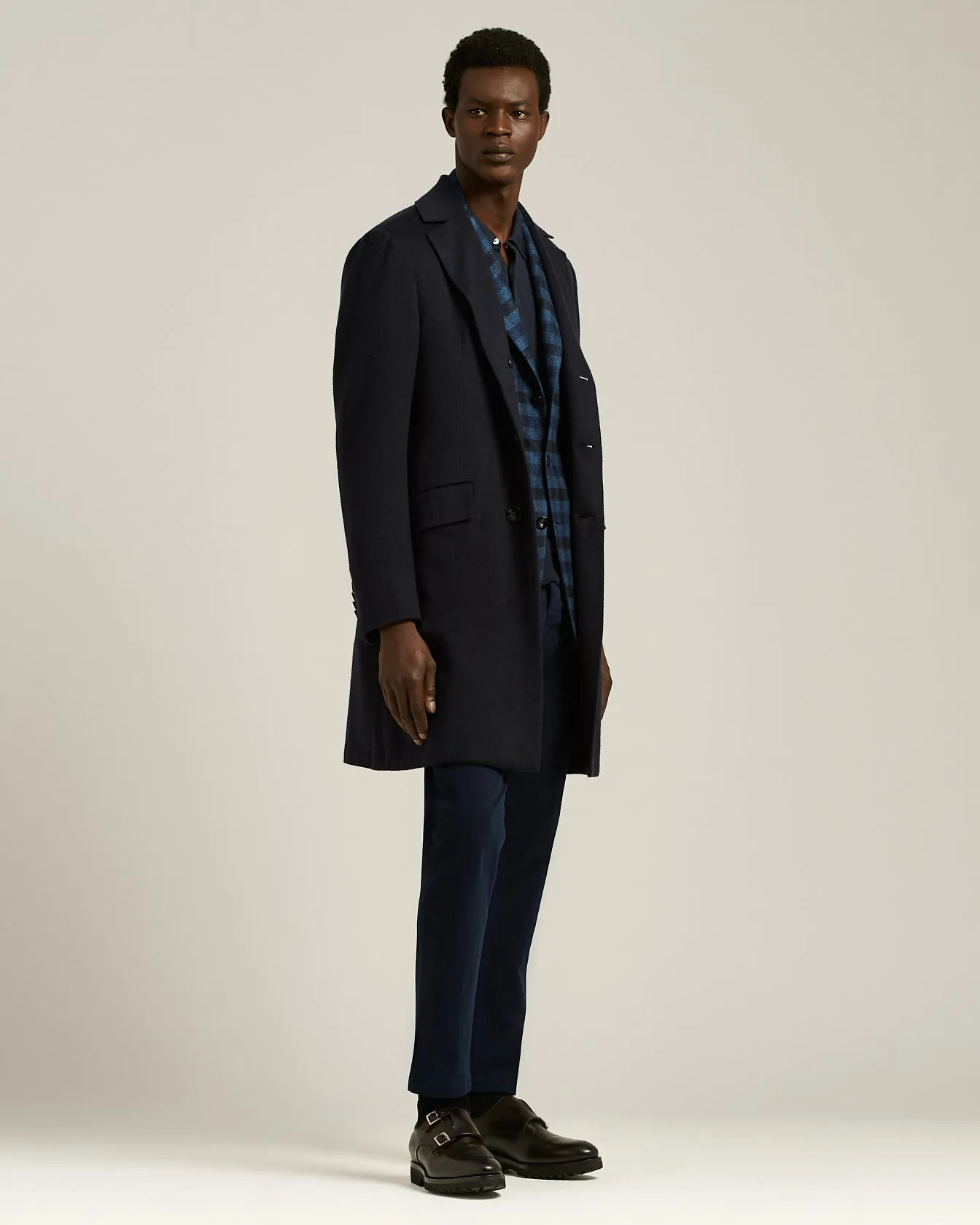 UNLINED OVERCOAT IN PURE BLUE CASHMERE sold by Kiton product image thumbnail 5