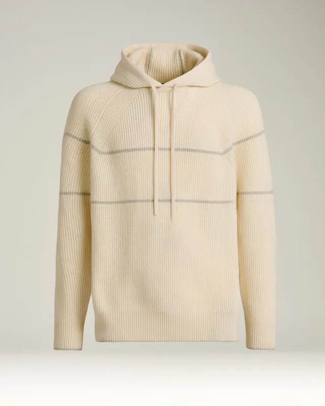 WHITE RIBBED PURE CASHMERE HOODIE sold by Kiton