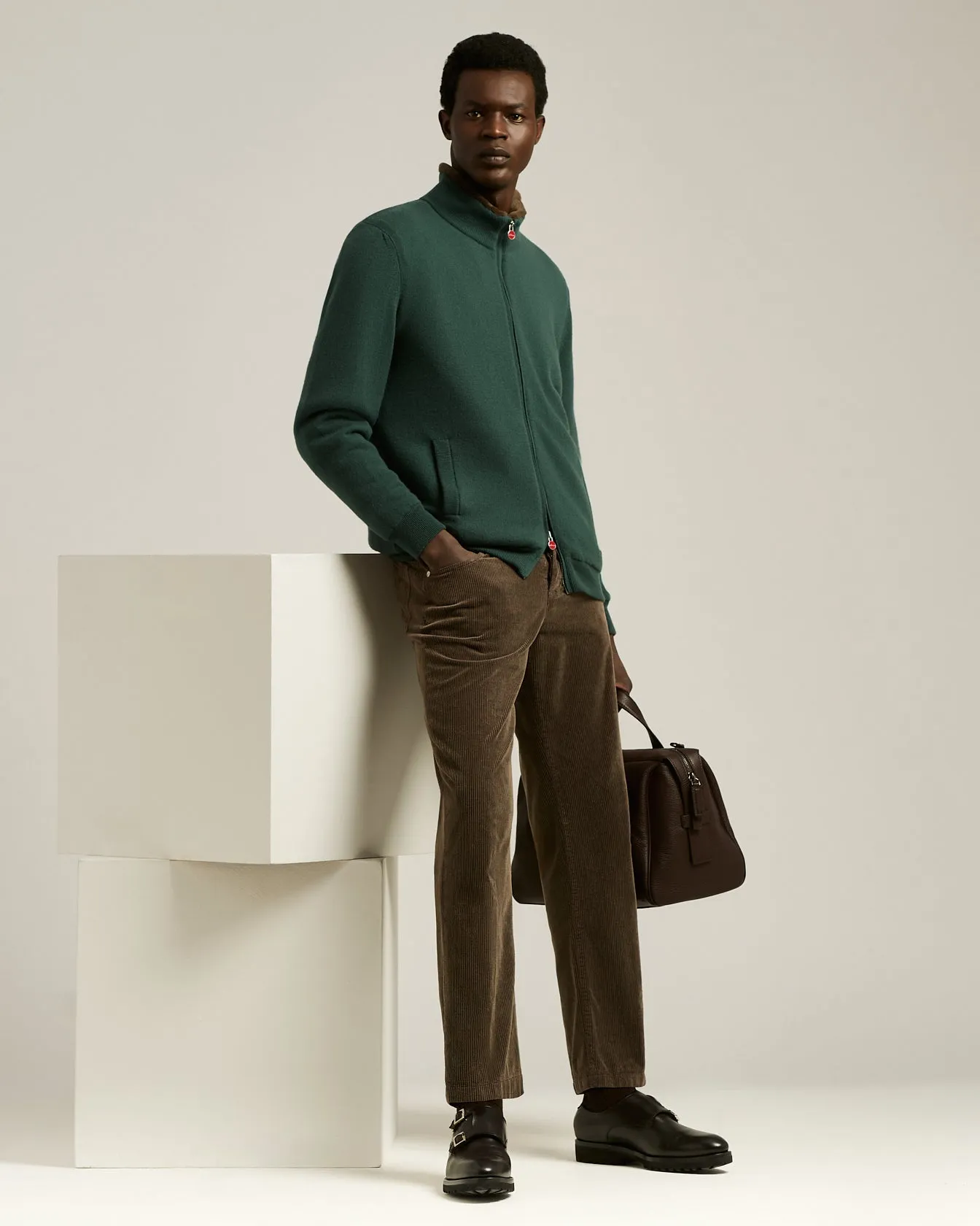 BROWN PURE CASHMERE ZIP-UP JACKET sold by Kiton product image thumbnail 5