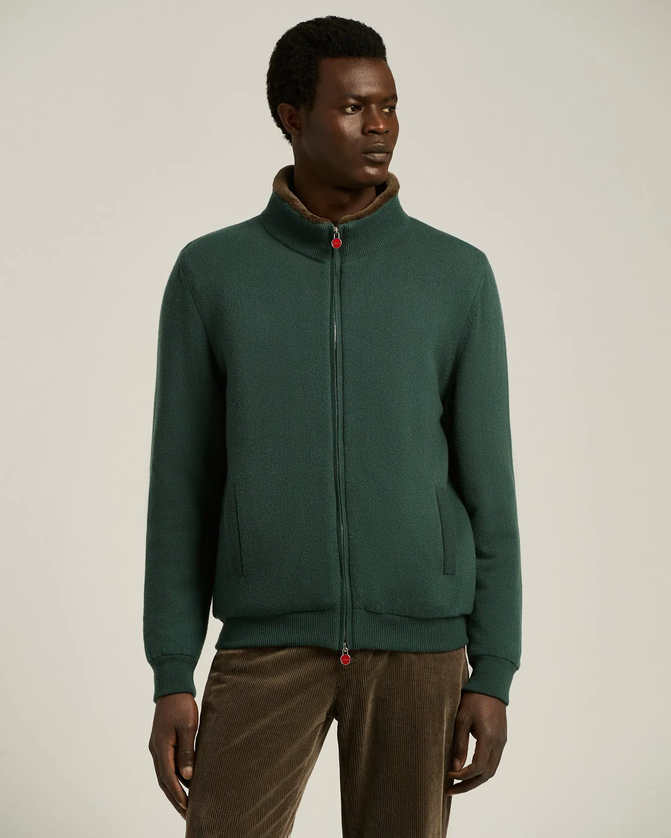 BROWN PURE CASHMERE ZIP-UP JACKET sold by Kiton product image thumbnail 2