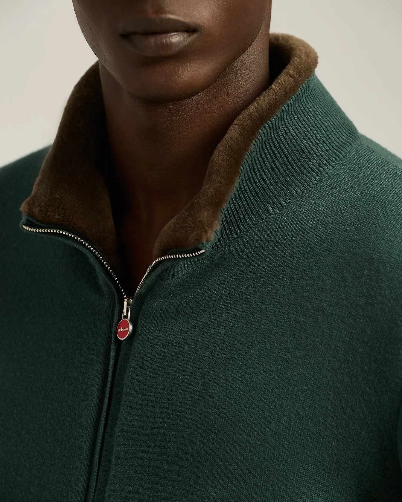 BROWN PURE CASHMERE ZIP-UP JACKET sold by Kiton product image thumbnail 4