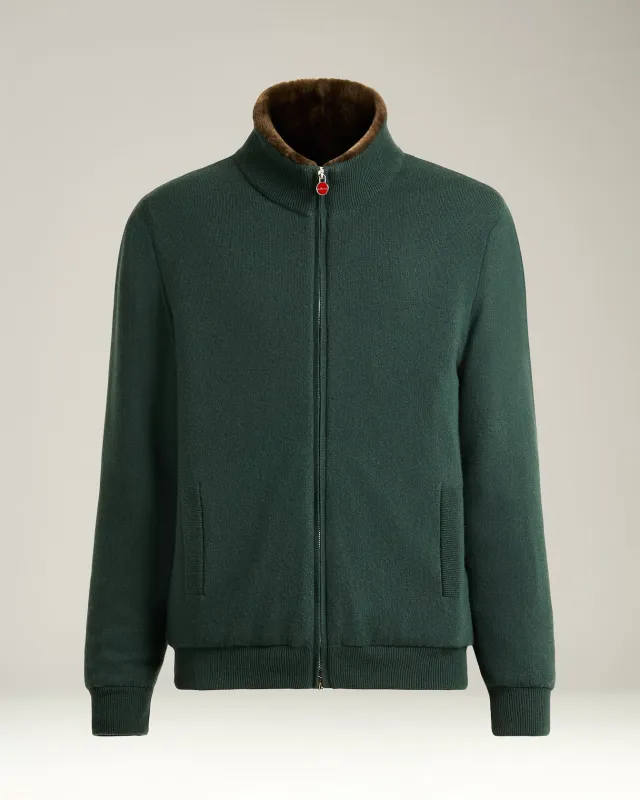 BROWN PURE CASHMERE ZIP-UP JACKET sold by Kiton