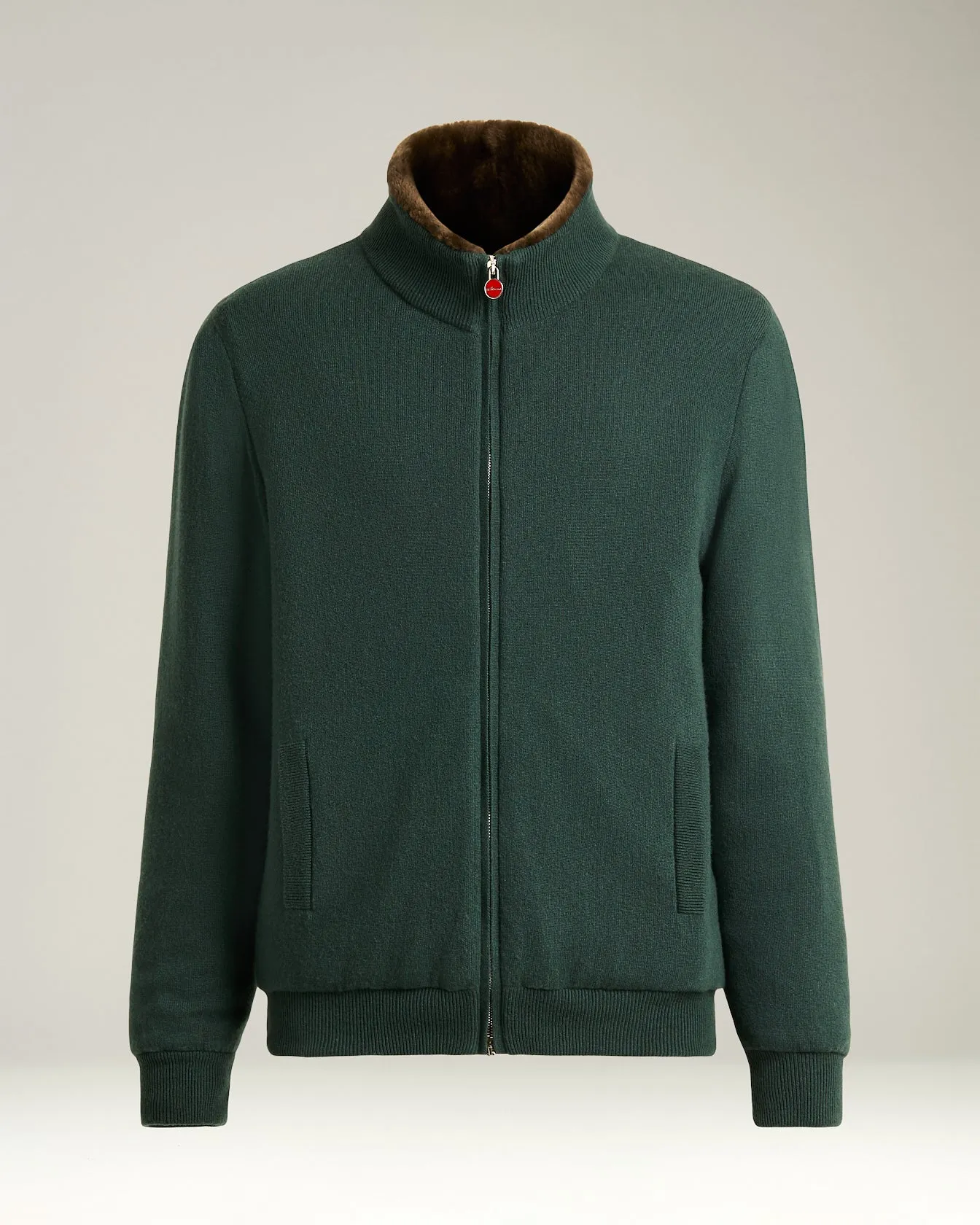 BROWN PURE CASHMERE ZIP-UP JACKET sold by Kiton