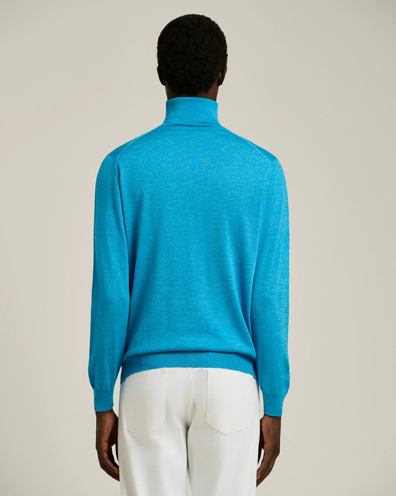 SKY BLUE SILK AND “DIAMANTE BLU” WOOL TURTLENECK sold by Kiton product image thumbnail 3