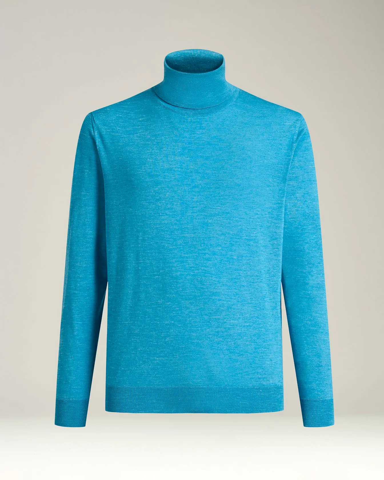 SKY BLUE SILK AND “DIAMANTE BLU” WOOL TURTLENECK sold by Kiton