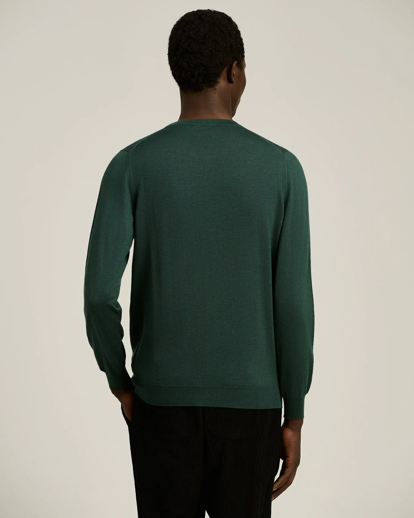 GREEN PINE CREWNECK SWEATER IN CASHMERE AND SILK sold by Kiton product image thumbnail 3