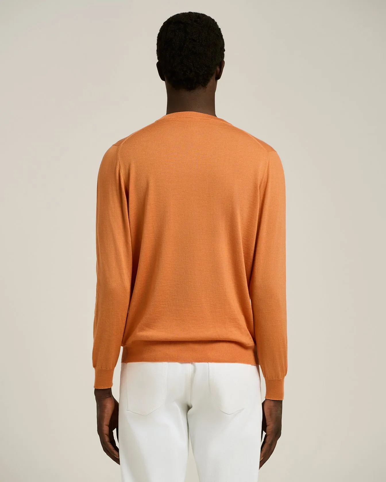 MANGO ORANGE V-NECK SWEATER IN CASHMERE AND SILK sold by Kiton product image thumbnail 3