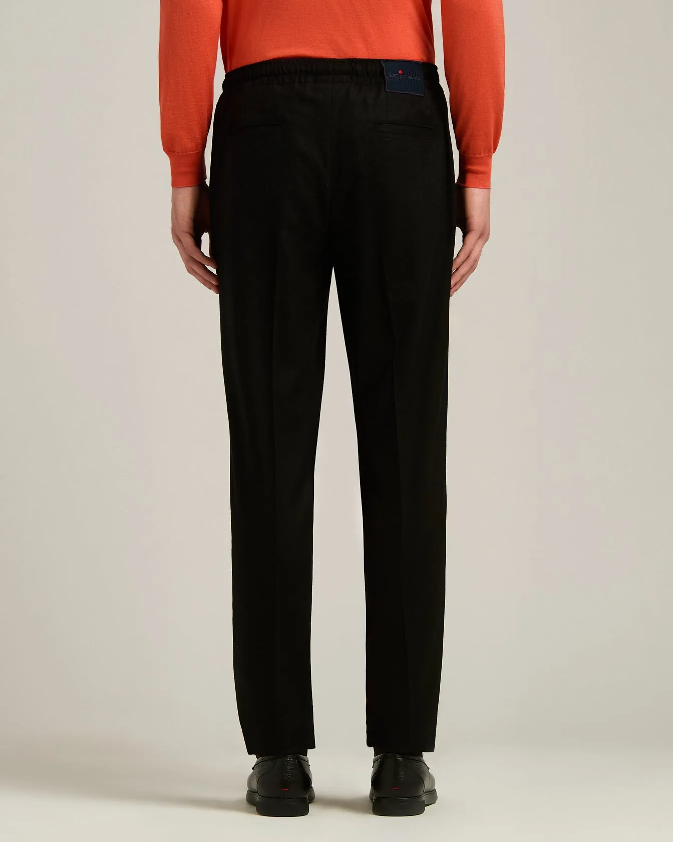 BLACK WOOL COMFORT TROUSERS WITH ELASTIC WAISTBAND sold by Kiton product image thumbnail 3