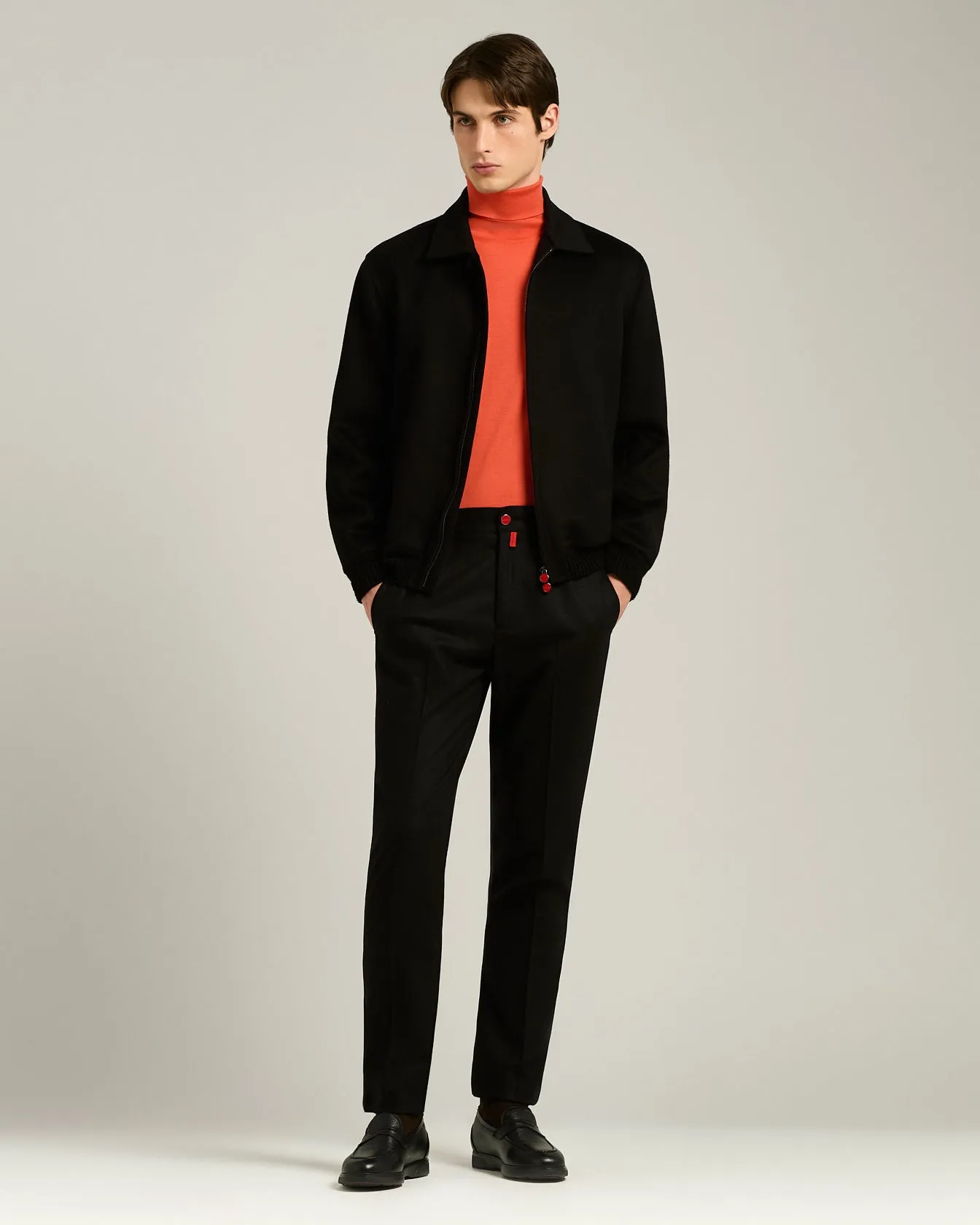 BLACK WOOL COMFORT TROUSERS WITH ELASTIC WAISTBAND sold by Kiton product image thumbnail 5