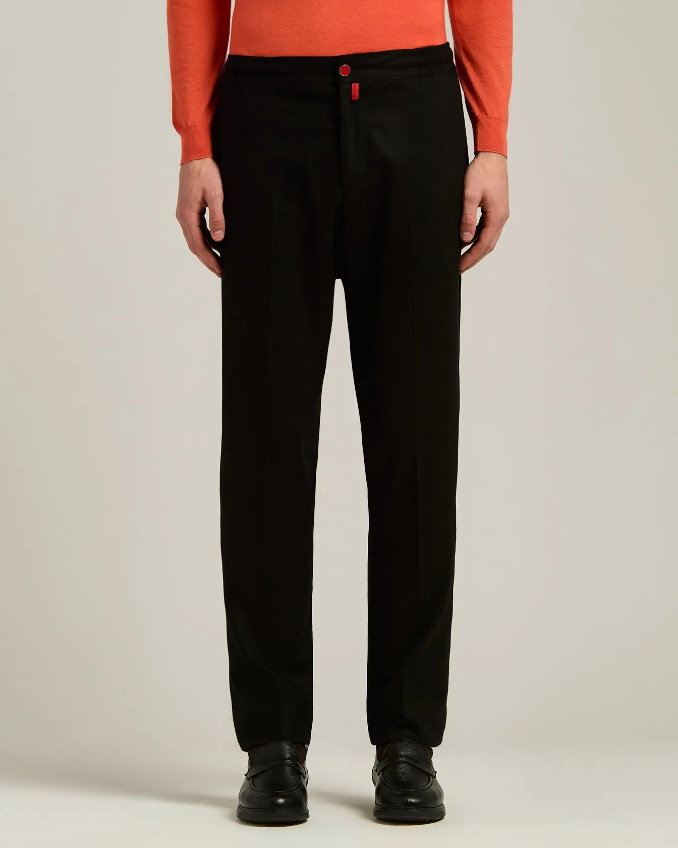 BLACK WOOL COMFORT TROUSERS WITH ELASTIC WAISTBAND sold by Kiton product image thumbnail 2