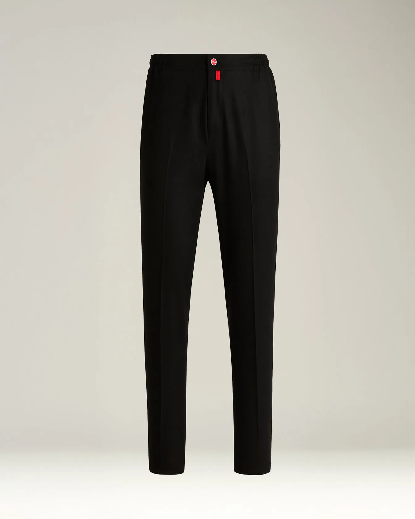 BLACK WOOL COMFORT TROUSERS WITH ELASTIC WAISTBAND sold by Kiton